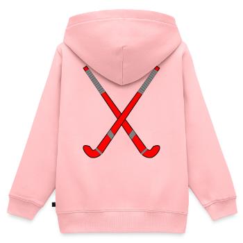 Feldhockeyschläger gekreuzt - Kinder Premium Organic Zip Hoodie - Rosa - Hinten - AI Model Kid Female (0cm)