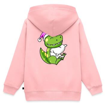 Dinosaurier mit Kissen und Schlafmütze - Kinder Premium Organic Zip Hoodie - Rosa - Hinten - AI Model Kid Female (0cm)