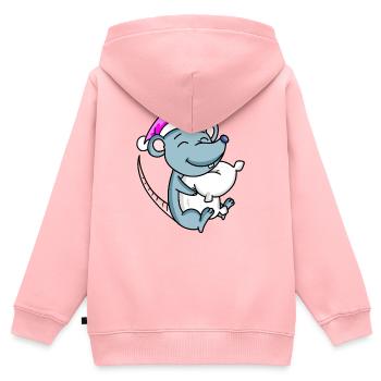 Maus mit Kissen und Schlafmütze - Kinder Premium Organic Zip Hoodie - Rosa - Hinten - AI Model Kid Female (0cm)