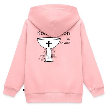 Konfirmation im Advent Abendmahl Stechpalme Symbol - Kinder Premium Organic Zip Hoodie - Rosa - Hinten - AI Model Kid Female (0cm)