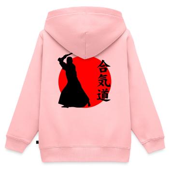 Aikido - Kinder Premium Organic Zip Hoodie - Rosa - Hinten - AI Model Kid Female (0cm)