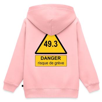 49.3 danger - Sweat Premium à capuche zippé enfant bio - rose - Dos - AI Model Kid Female (0cm)