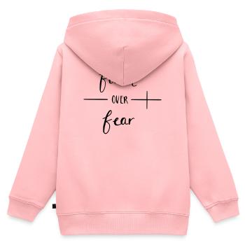 La foi sur la peur - Sweat Premium à capuche zippé enfant bio - rose - Dos - AI Model Kid Female (0cm)