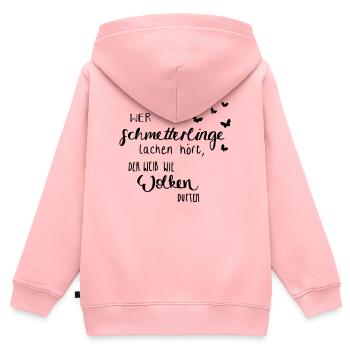 Schmetterlinge lache & Wolken duften - Kinder Premium Organic Zip Hoodie - Rosa - Hinten - AI Model Kid Female (0cm)