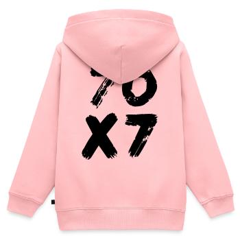 70x7: Unendliche Vergebung - Matthäus-Evangelium - Kinder Premium Organic Zip Hoodie - Rosa - Hinten - AI Model Kid Female (0cm)