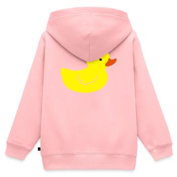Fröhliche Quietscheente: Ein Hauch von Gelb - Kinder Premium Organic Zip Hoodie - Rosa - Hinten - AI Model Kid Female (0cm)