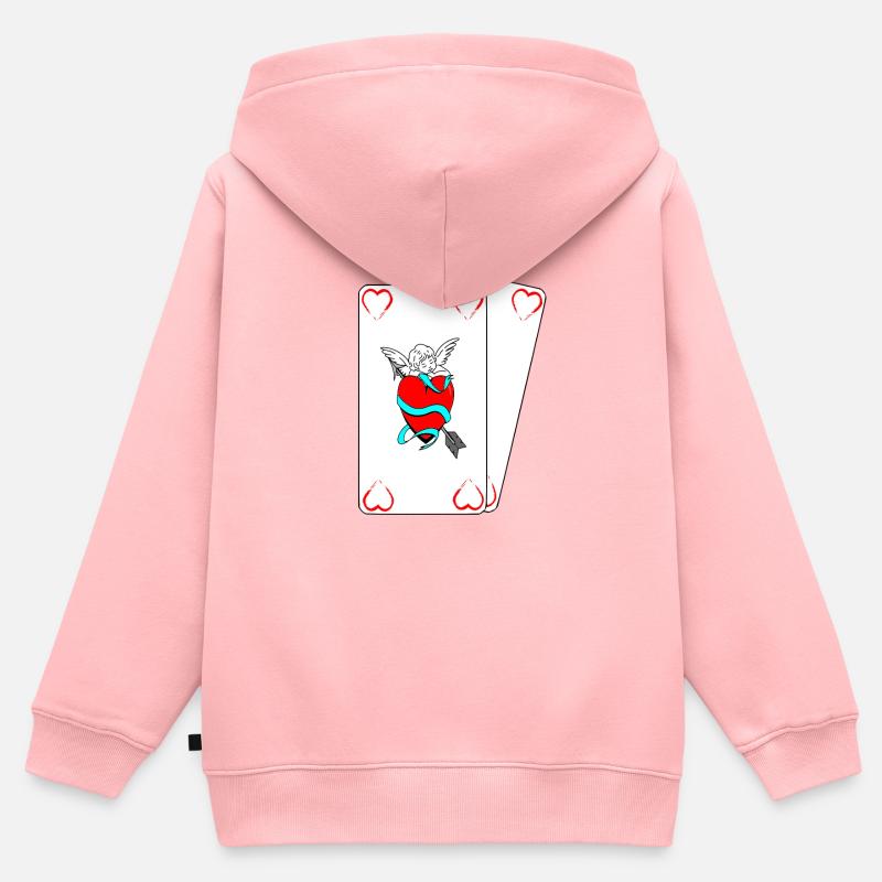 Cartes cupidon - Sweat Premium à capuche zippé enfant bio - rose