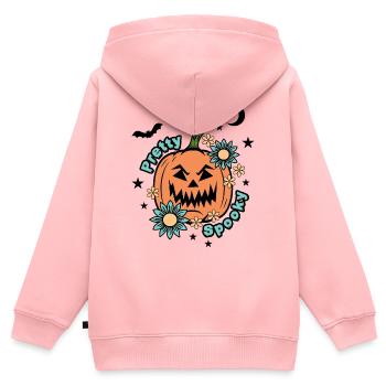 Citrouille d’Halloween - Pretty Spooky - Mignon Halloween - Sweat Premium à capuche zippé enfant bio - rose - Dos - AI Model Kid Female (0cm)