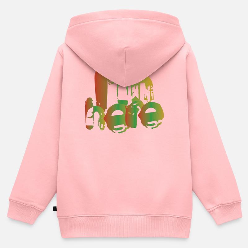 I'm here - Sweat Premium à capuche zippé enfant bio - rose