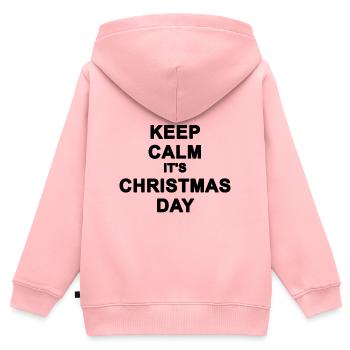 keep calm christmas - Sweat Premium à capuche zippé enfant bio - rose - Dos - AI Model Kid Female (0cm)