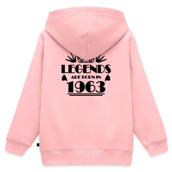 1963 - Born 1963 - Kids Premium Organic Zip-up Hoodie - rose - Back - AI Model Kid Female (0cm)