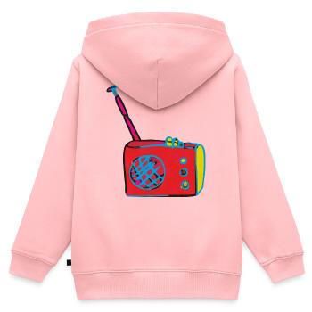 radio kunst - Kinder Premium Organic Zip Hoodie - Rosa - Hinten - AI Model Kid Female (0cm)