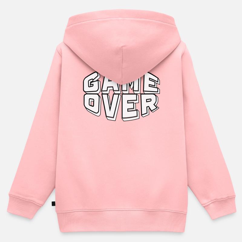 Game Over - Sweat Premium à capuche zippé enfant bio - rose