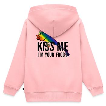 Frog - Princess - Kiss -Kiss me - Kinder Premium Organic Zip Hoodie - Rosa - Hinten - AI Model Kid Female (0cm)