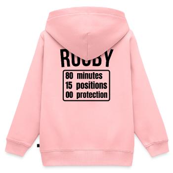 Rugby, Rugby-Sport, Rugby-Humor - Kinder Premium Organic Zip Hoodie - Rosa - Hinten - AI Model Kid Female (0cm)