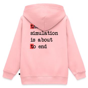 Das Ende der Simulation, Sci-Fi Matrix Humor Shirt - Kinder Premium Organic Zip Hoodie - Rosa - Hinten - AI Model Kid Female (0cm)