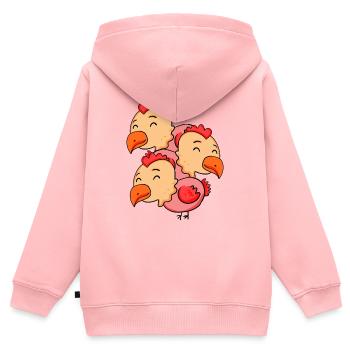 Poulets mignons - Poulet - Sweat Premium à capuche zippé enfant bio - rose - Dos - AI Model Kid Female (0cm)