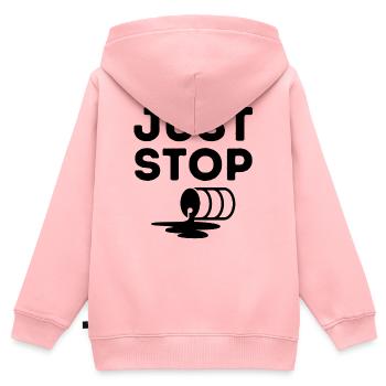 Einfach aufhören Öl, Öl, Umwelt - Kinder Premium Organic Zip Hoodie - Rosa - Hinten - AI Model Kid Female (0cm)