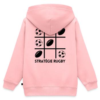 Rugby, Rugby-Sport, Rugby-Humor - Kinder Premium Organic Zip Hoodie - Rosa - Hinten - AI Model Kid Female (0cm)