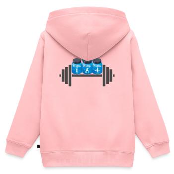 Protein Power Trio Silhouetten - Kinder Premium Organic Zip Hoodie - Rosa - Hinten - AI Model Kid Female (0cm)
