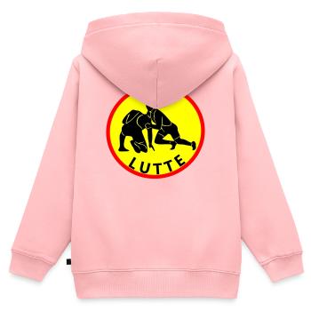 kämpfen - Kinder Premium Organic Zip Hoodie - Rosa - Hinten - AI Model Kid Female (0cm)
