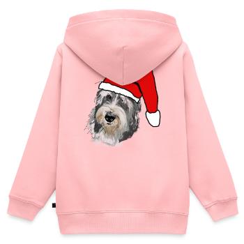 Bearded Collie - Kinder Premium Organic Zip Hoodie - Rosa - Hinten - AI Model Kid Female (0cm)