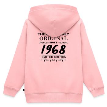 1968 - Année de construction 1968 - Né en 1968 - Sweat Premium à capuche zippé enfant bio - rose - Dos - AI Model Kid Female (0cm)