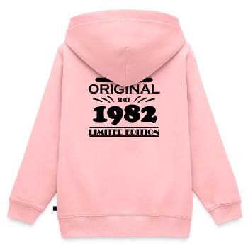 1982 - Baujahr 1982 - Jahrgang 1982 - Kinder Premium Organic Zip Hoodie - Rosa - Hinten - AI Model Kid Female (0cm)