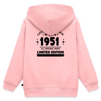 1951 - Né 1951 - Année de construction 1951 - Sweat Premium à capuche zippé enfant bio - rose - Dos - AI Model Kid Female (0cm)