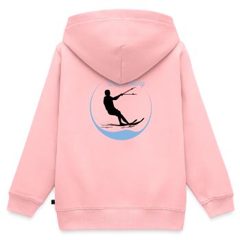 Wasserski - Kinder Premium Organic Zip Hoodie - Rosa - Hinten - AI Model Kid Female (0cm)