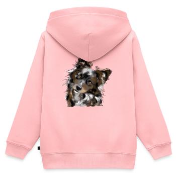 Australian Shepherd - Kinder Premium Organic Zip Hoodie - Rosa - Hinten - AI Model Kid Female (0cm)