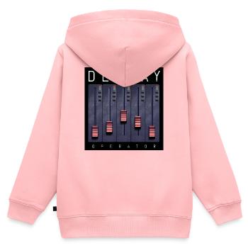 Conception du Fader de l’opérateur Deejay - Sweat Premium à capuche zippé enfant bio - rose - Dos - AI Model Kid Female (0cm)