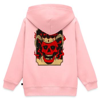 Satan ist mein Vater - Kinder Premium Organic Zip Hoodie - Rosa - Hinten - AI Model Kid Female (0cm)