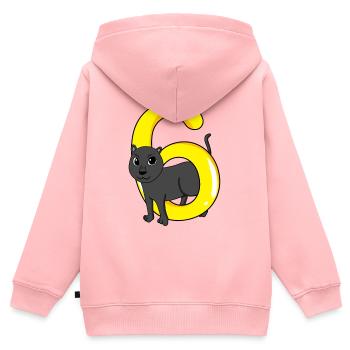 6 Jahre alt - 6. Geburtstag mit Tier Motiv - Kinder Premium Organic Zip Hoodie - Rosa - Hinten - AI Model Kid Female (0cm)