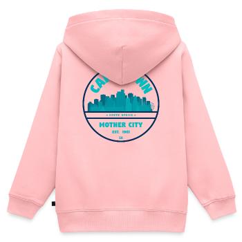 Cape Town Skyline Abzeichen - Kinder Premium Organic Zip Hoodie - Rosa - Hinten - AI Model Kid Female (0cm)