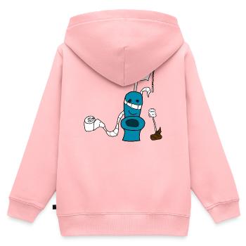 WC Toilette Bürste Klopapier Haufen Kot Kinder - Kinder Premium Organic Zip Hoodie - Rosa - Hinten - AI Model Kid Female (0cm)