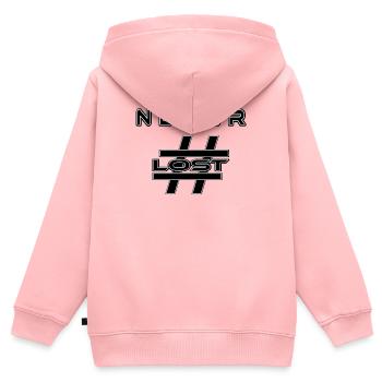 NEVER Hashtag LOST Wettbewerb Gewinner Börse - Kinder Premium Organic Zip Hoodie - Rosa - Hinten - AI Model Kid Female (0cm)