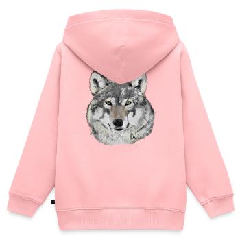 Loup - Sweat Premium à capuche zippé enfant bio - rose - Dos - AI Model Kid Female (0cm)