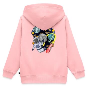 Astronaut im Weltall - Kinder Premium Organic Zip Hoodie - Rosa - Hinten - AI Model Kid Female (0cm)