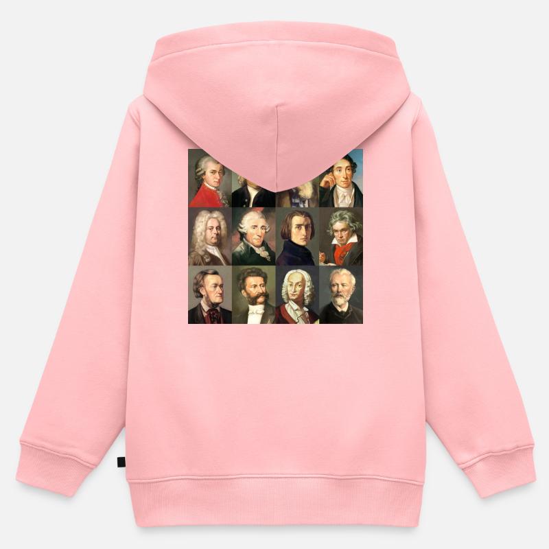 12 compositeurs classiques ... de Bach à Wagner - Sweat Premium à capuche zippé enfant bio - rose