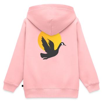 Gänsesilhouette Tagesanbruch, vogelmotiv unisex - Kinder Premium Organic Zip Hoodie - Rosa - Hinten - AI Model Kid Female (0cm)