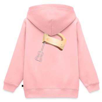 Mélangeur à main aux couleurs subtiles - Sweat Premium à capuche zippé enfant bio - rose - Dos - AI Model Kid Female (0cm)