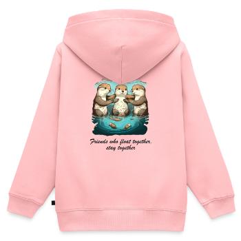 Les amis qui flottent ensemble restent ensemble - Sweat Premium à capuche zippé enfant bio - rose - Dos - AI Model Kid Female (0cm)
