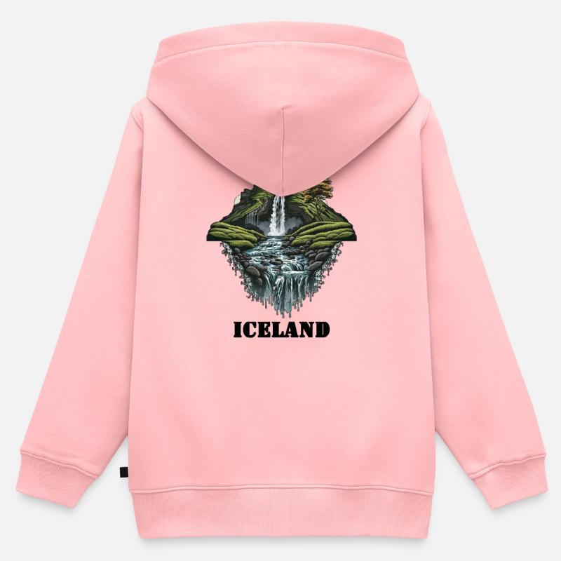 Islande - Sweat Premium à capuche zippé enfant bio - rose