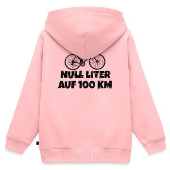 Null Liter auf 100 KM Rennrad (Vintage Schwarz) - Kinder Premium Organic Zip Hoodie - Rosa - Hinten - AI Model Kid Female (0cm)