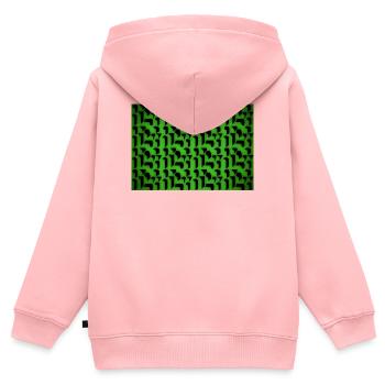 Dekopattern Formen und Objekte in Grün-Schwarz - Kinder Premium Organic Zip Hoodie - Rosa - Hinten - AI Model Kid Female (0cm)