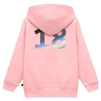 geburtstagsfeier, 18 farbverlauf tagesanbruch - Kinder Premium Organic Zip Hoodie - Rosa - Hinten - AI Model Kid Female (0cm)
