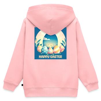 Joyeuses Pâques, oeuf de Pâques - Sweat Premium à capuche zippé enfant bio - rose - Dos - AI Model Kid Female (0cm)