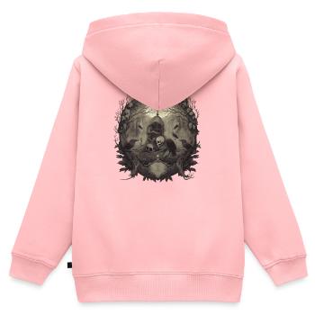 Gothique - Sweat Premium à capuche zippé enfant bio - rose - Dos - AI Model Kid Female (0cm)