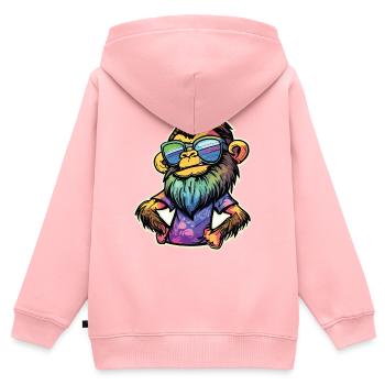 Singe Funky - Sweat Premium à capuche zippé enfant bio - rose - Dos - AI Model Kid Female (0cm)